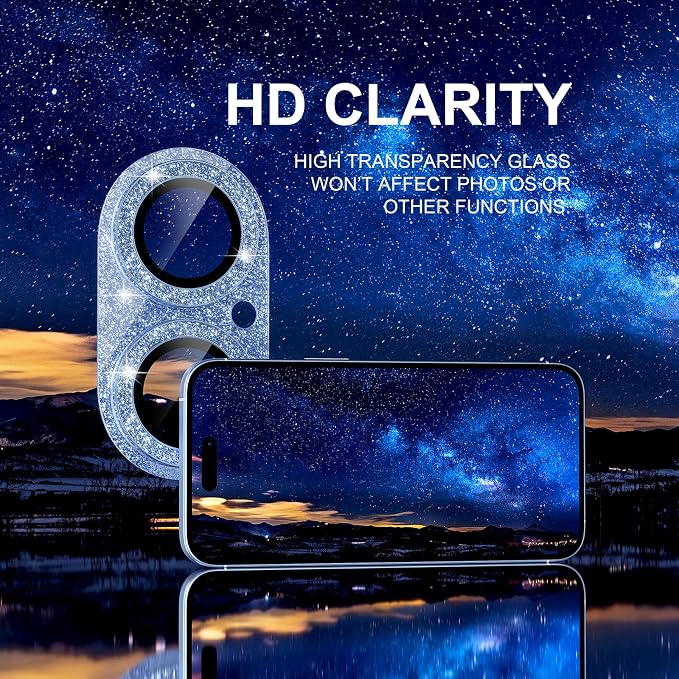 Choiche for iPhone 17 Camera Lens Protector, Glitter-Mist Blue | Bling Metal Camera Cover with 9H Tempered Glass Lens Screen Protector Accessories, Strong Adsorption, Case-Friendly - Image 5