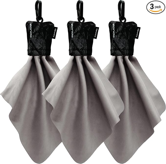 Classic Microfiber Lens Cleaner – Clip-On Pouch, Washable – for Binoculars, Scopes, Glasses, Screens | Classic | Stealth Shadow, 6 x 6 Inch (3-Pack) by SPUDZ