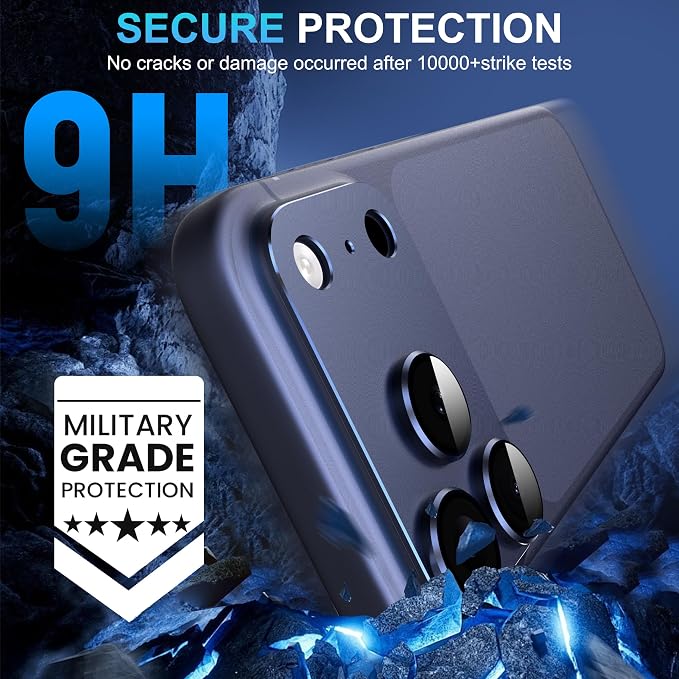 Suoman for iPhone 17 Pro Camera Lens Protector-Dark Blue | [All-in-one Frosted] [Strong-Adhesion] Metal Frame Tempered Glass Camera Lens Cover - Image 4