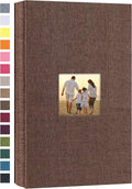 potricher Photo Album 4x6 Pictures, 300 Pockets, Linen Cover, Brown | Linen Cover, Front Window, Large Capacity 4x6 Picture Albums, Photo Book for Family, Wedding, Anniversary, Baby, Keepsake by potricher