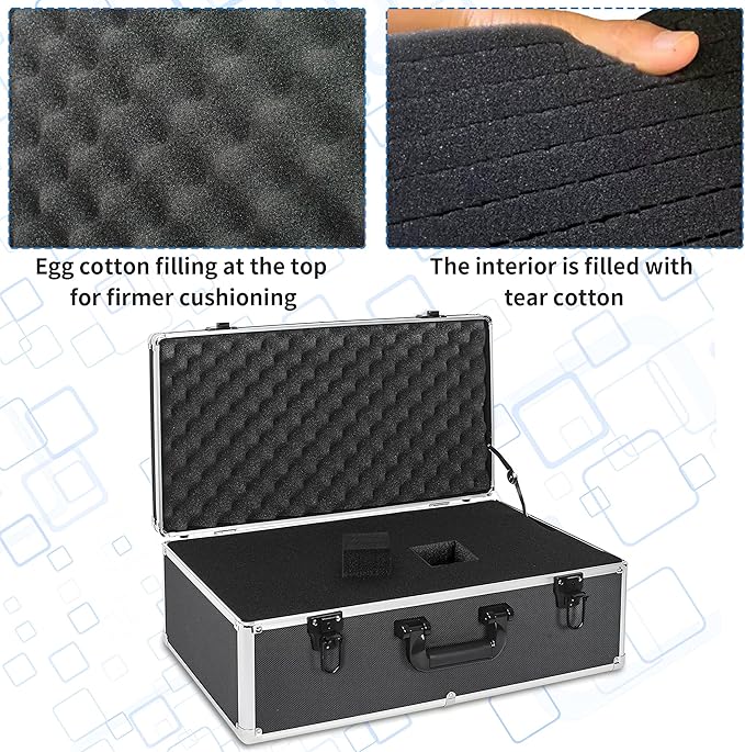 22 Inch Hard Carrying Case | Ideal for Wireless Mic System Storage & Camera Gear Transportation with Customizable Pre-Diced DIY Foam, Black - Image 5