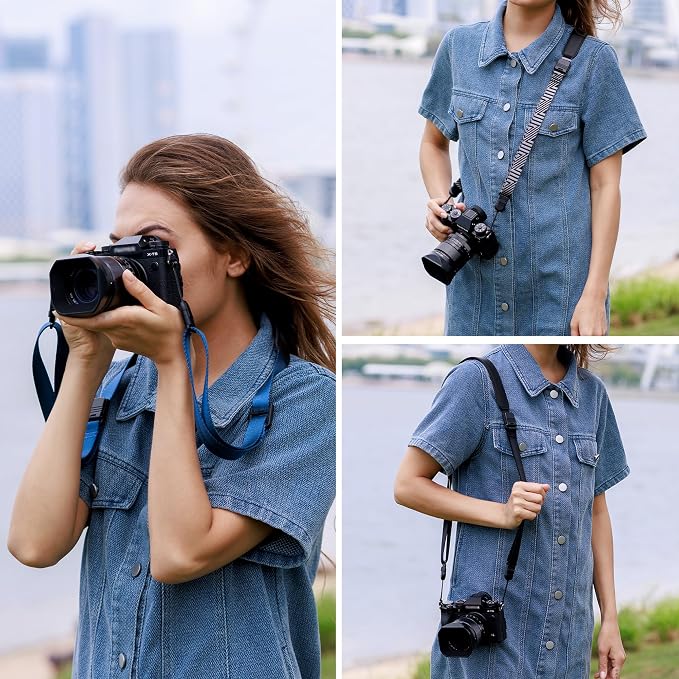 Mirrorless Camera Neck Strap with Quick Release Buckles, Adjustable Shoulder Sling Strap for Sony A7C II A7 IV III A7R V IV ZV1 ZV-E10 Canon EOS R100 R50 M50 M6 Nikon Z30 Z50 Z6 Z7 II & More (Blue) - Image 2