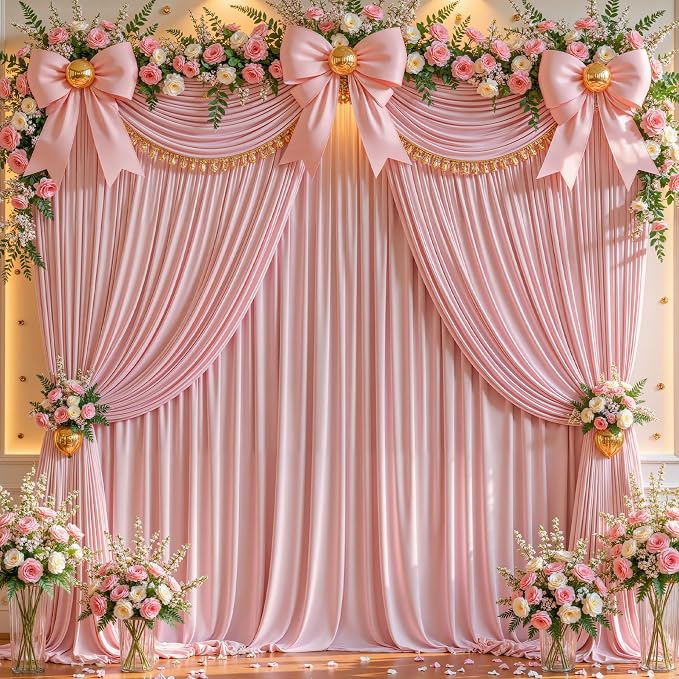 Rose Backdrop Curtains-Wrinkle-Free Polyester Photography Drapes Party Curtain Background for Baby Shower Wedding Decorations- 16 X10FT - Image 3