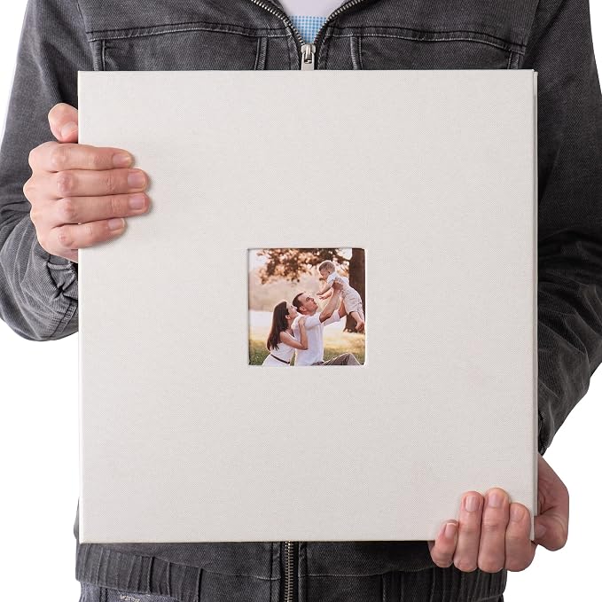 HoneyTolly Large Photo Album Self Adhesive, DIY Scrapbook Album for 600 Photos, 13"x12.6" 120 Pages Linen Cover Memory Book(White) - Image 7