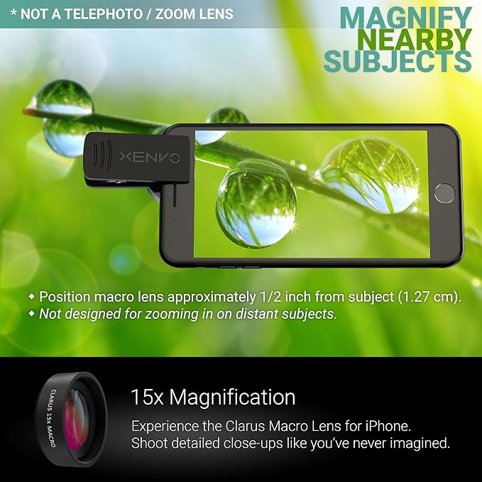 Xenvo Pro Lens Kit for iPhone and Android, Macro and Wide Angle Lens with LED Light and Travel Case Black - Image 4