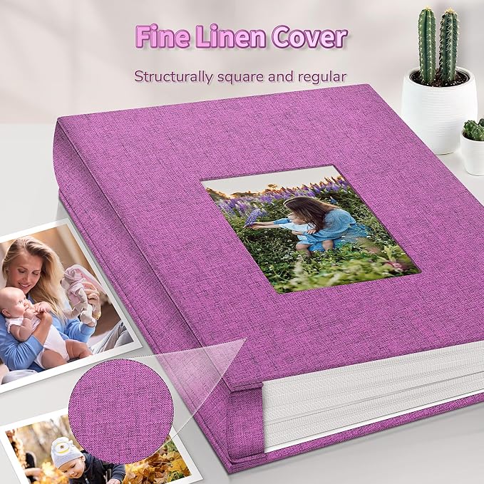Artfeel Photo Album 4x6 with 1000 Pockets,Slip-in Picture Albums,Linen Cover Memory Book with Front Window,White Page Vertical Photo Book for Wedding,Family,Anniversare,Baby,Vacation - Image 6