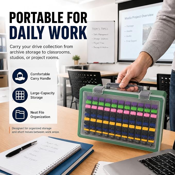 FULLCASE USB Flash Drive Case for SanDisk,for Samsung,for PNY,104-Slot | Hard Plastic Thumb Drive Organizer,for Lexar,for JOIOT,for SamData,for SIMMAX,Dual-size Removable Foam,Case Only Green - Image 8
