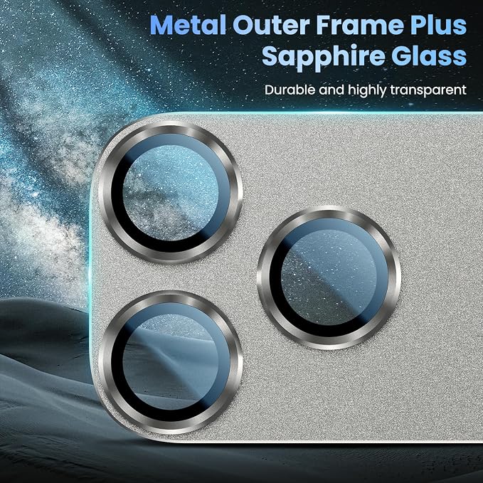 Uyiton for iPhone 17 Pro Camera Lens Protector, Metal Frame Glass Cover | Not Easy to Break, Strong Adsorption, Case-Friendly, Metal 9H Sapphire Glass Rear Camera Screen Cover, Natural Titanium - Image 5
