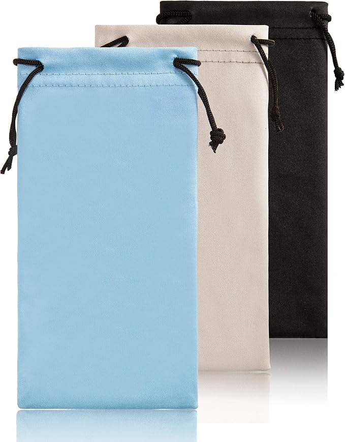 TRIUMPH VISION Glasses Case Soft Eyeglass Case Sunglass Pouch Cloth 3 Pack | Thick Microfiber Pouch Drawstring Pouch Eye Glass Bag Sunglasses Sleeve Storage, Lens Protection Cover,Cleaning Lens Screen by TRIUMPHVISION