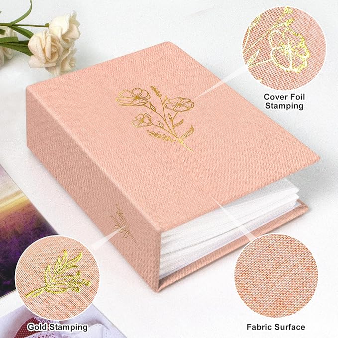 Holoary Photo Album 4x6 100 Photos, 100 Pockets 4”x6” Picture Album, Linen Fabric Cover Picture Book for Photos, 4x6 Photo Albums for Family Weddings Travel Memories(Pink) - Image 3