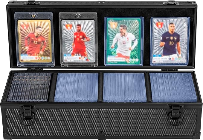 Toploader Storage Box for 3" x 4" 35pt Rigid Card, Magnetic Card Case | Portable Top Loader Card Case with 3 Removable Dividers, Holds 200+ Toploaders, Magnetic Holders for Sports Trading Cards by OUUTMEE