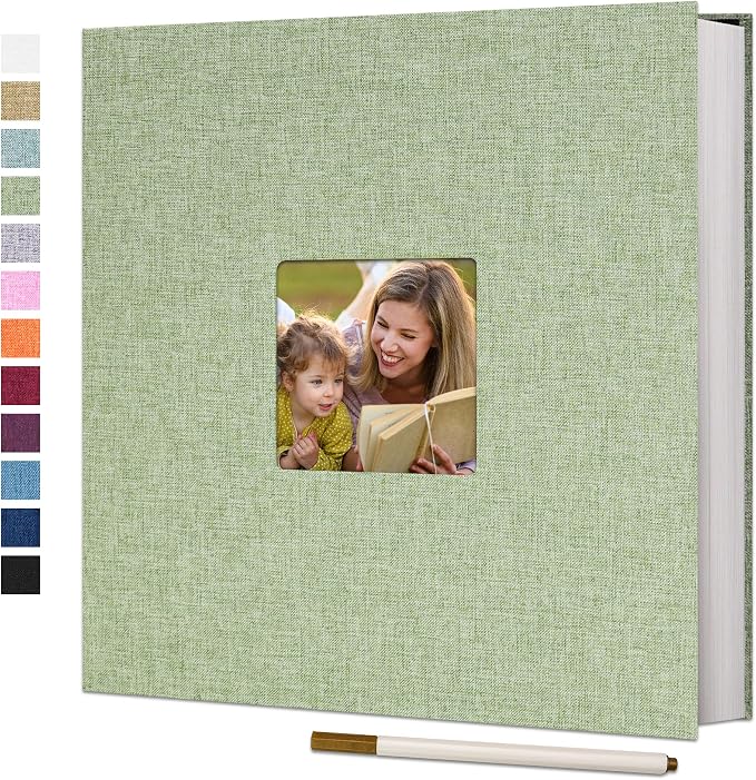 Vienrose Large Photo Album Self Adhesive for 4x6 8x10 Pictures Linen Scrapbook Album DIY 40 Blank Pages with A Metallic Pen | Linen Cover, Scrapbook, Fits 4X6 8X10 Pictures, Metallic Pen Included, Diy by Vienrose