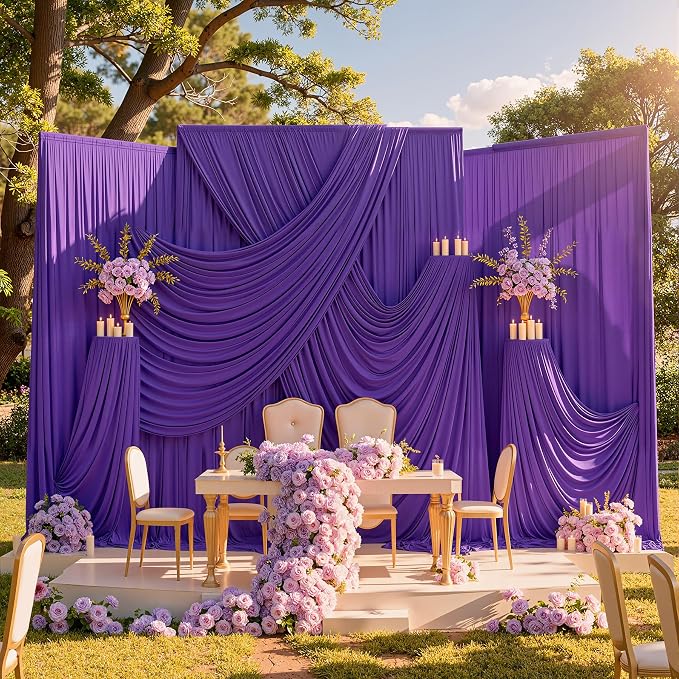 Wrinkle Free Purple Backdrop Curtains for Parties, Purple Photo Curtains Backdrop Drapes 2 Panels Back Drop Cloth Draping for Wedding Birthday Photography Background Decor,10ftx10ft - Image 3