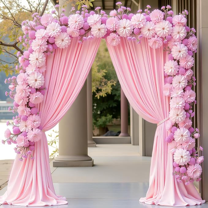 Pink Backdrop Curtain for Wedding Parties Backdrop Drapes 10x8FT | Wrinkle Free Polyester Curtain Backdrop Draping Fabric for Backdrop Photoshoot Birthday Party Background,2 Panel 5x8FT - Image 4