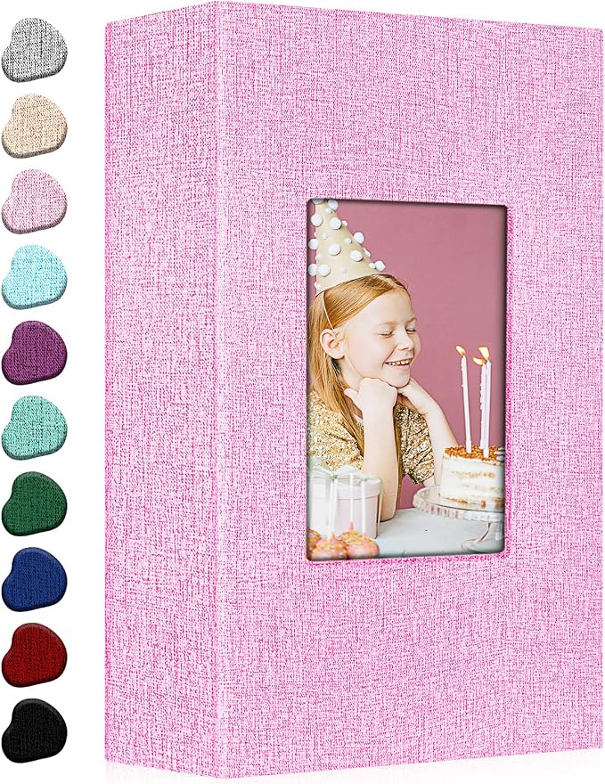 Ejblfe Photo Album 4x6,Linen Cover Slide-in Photo Album Book Can Holds 300 4x6 Photos with 50 Black Sheets for Family,Wedding,Baby and Holiday Pictures (Pink) by EJBLFEPremiumPhotoAlbums