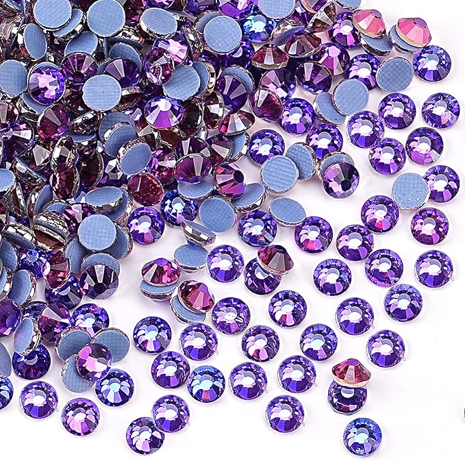 Jollin Hotfix Rhinestones Flatback Crystal Gems 6.4mm SS30, Purple Velvet | 288pcs Hot Fix Crystals Glass Rhinestones for Bedazzling, Crafting, Clothes, Shoes & Accessories DIY Decoration by Jollin