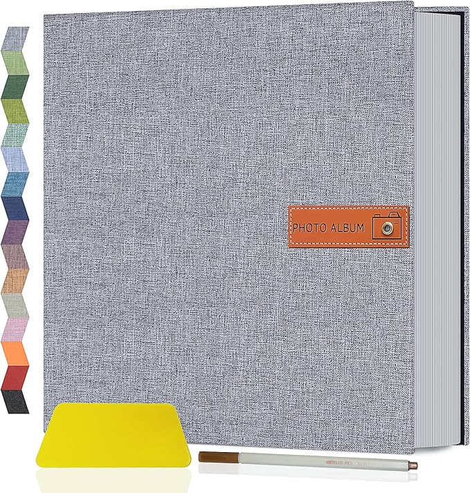 Popotop Large Photo Album Self Adhesive 4x6 5x7 8x10 Scrapbook Album DIY Picture Book,Gifts for Mom,Family Baby and Wedding,with Metal Pen and Plastic Board by Popotop