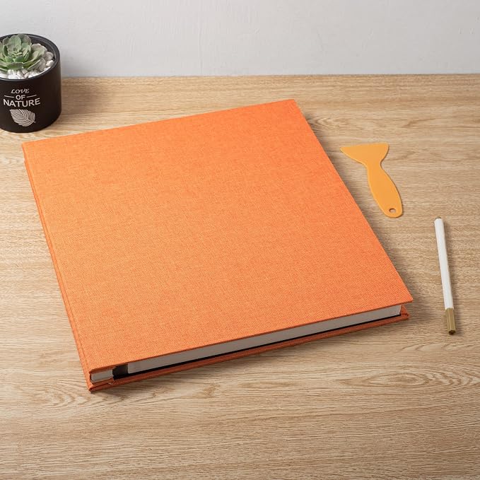 Large Photo Album Self Adhesive Scrapbook Album for 4×6 5×7 8×10 Pictures DIY Magnetic Linen Cover Album 60 Pages for Family Wedding Gifts with Metal Pen and Plastic Board - Image 6