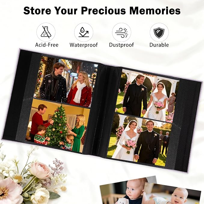 Aevdor 5x7 Photo Album, Holds 320 Photos, Linen Cover, Purple | Fits 5x7 Photos, Postcards & Artwork, Family & Wedding Albums, Baby & Travel Memories - Image 3