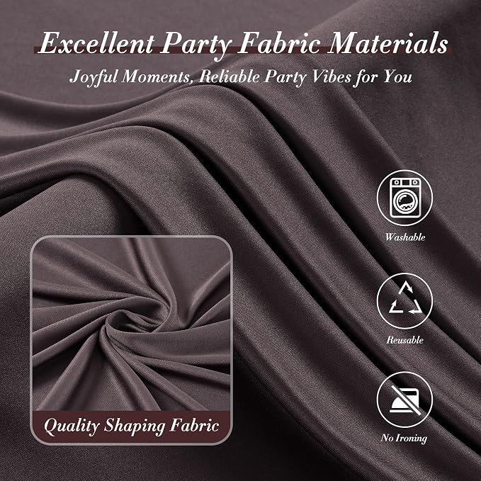 50 ft x 10 ft Wrinkle Free Brown Backdrop Curtain for Parties, 10 Panels 10ft Polyester Brown Photo Backdrop Drapes for Graduation Birthday Wedding Party Stage Curtains - Image 6