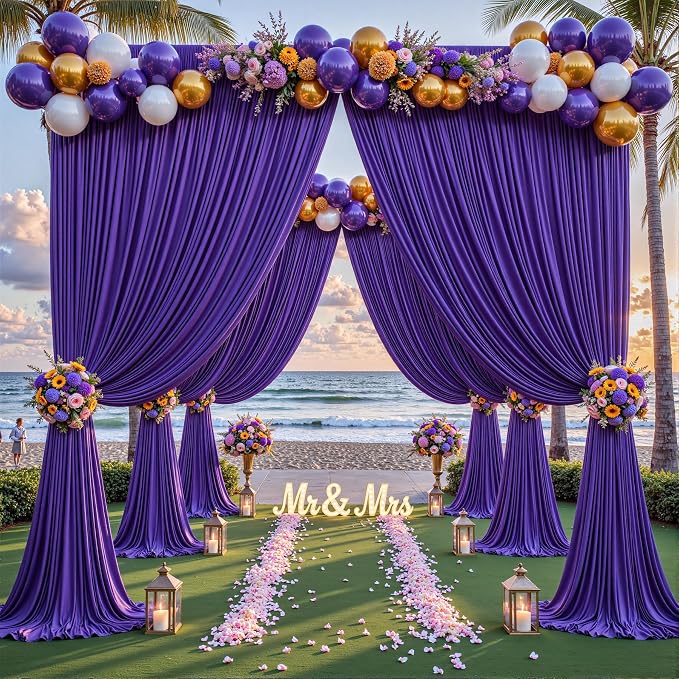 16ftx10ft Wrinkle Free Purple Backdrop Curtain - 10 Feet Photography Backdrop Drapes, Silky Polyester Back Drop Cloth for Wedding Baby Shower Balloon Arch Background - Image 4
