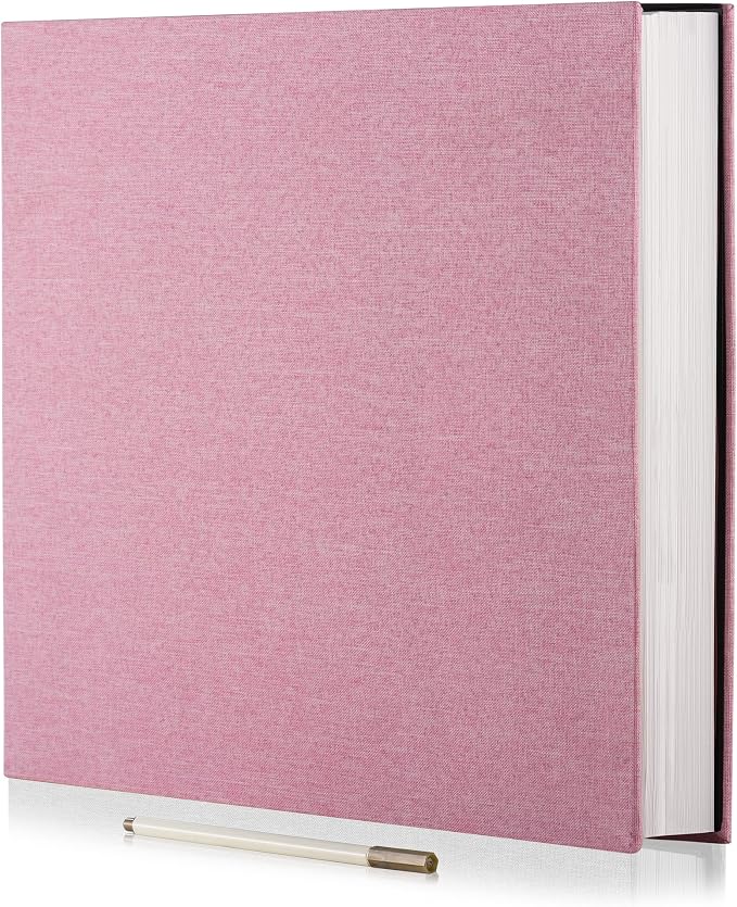 Large Photo Album Self Adhesive 4x6 8x10 10x12 13"x12.8" Magnetic Scrapbook Album 12.6"x11" Inch 40 Pages Linen Cover DIY Photo Album with A Metallic Pen and DIY Stickers(Pink) by HoneyTolly