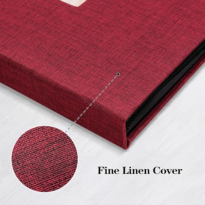 Mublalbum 2 Pack Small Photo Album 8x10, 52 Pockets, Linen Cover,Red | Linen Cover with Display Window, 52 Vertical Pockets, Portable Mini Picture Book for Artwork Postcards, Picture Storage - Image 6