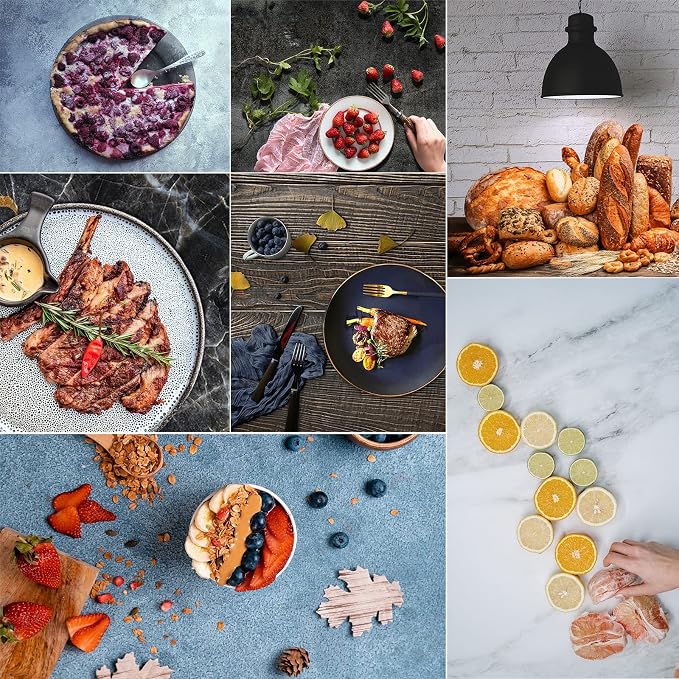 8PCS 16Patterns 34X22 Inch Product Food Photography Background Paper, Double Sided Marble/Wood/Cement Texture Pattern Flat Lay Photo Tabletop Backdrops Boards for Jewelry Cosmetics Makeup Props - Image 4