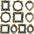 Vicenpal 10 Pcs Black Gold Mini Vintage Picture Frames Bulk | Small Vintage Photo Frames, Antique, Resin, Baroque, Ornate, Cute Wallet Size, for DIY Jewelry Gifts Christmas Wedding Decor by Vicenpal