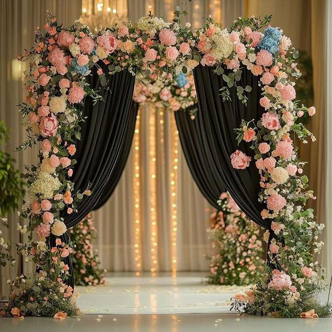 Black Backdrop Curtain for Parties Backdrop Drapes, 2Pack 10x8FT | Wrinkle Free Polyester Curtain Backdrop Draping Fabric for Backdrop Photoshoot Birthday Party Background,4 Panel 5x8FT - Image 6