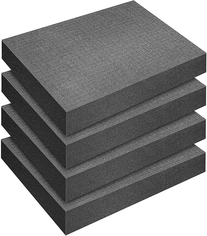DECOHS 4 Pcs Pick Apart Foam Insert, 16'' x 12'' x 2'' Pre Cube Sheet Foams | Foam Block with Auxiliary Grids, Elastic Packing Foams for Board Game Box Cases Storage Drawer by DECOHS