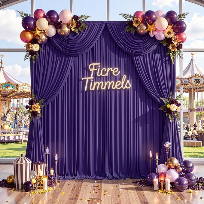 30 ft x 10 ft Wrinkle Free Purple Backdrop Curtain for Parties, 5ft x 10ft 6 Panels Polyester Purple Photo Backdrop Drapes for Wedding Birthday Party Baby Shower - Image 8