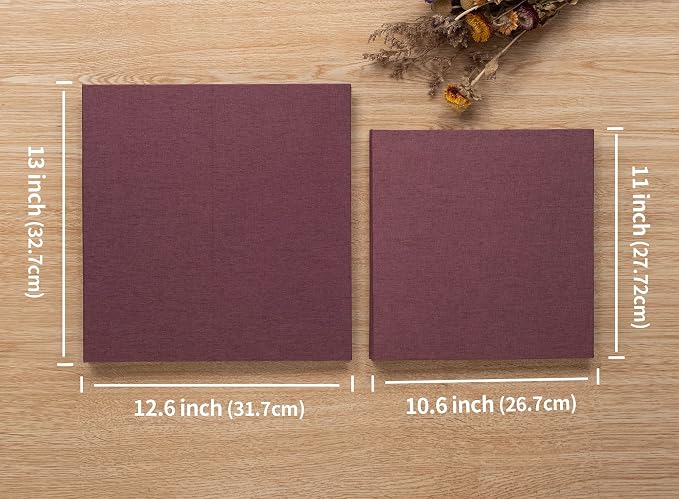Large Photo Album Self Adhesive 4x6 8x10 10x12 13"x12.8" Magnetic Scrapbook Album 12.6"x11" Inch 40 Pages Linen Cover DIY Photo Album with A Metallic Pen and DIY Stickers(Purple) - Image 6