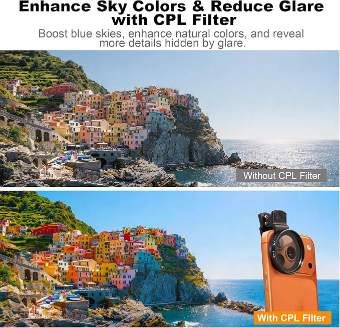 3-in-1 Macro & Wide Angle Lens for iPhone with CPL Filter | 12.5X Macro Detail, 0.45X Wide Angle, Circular Polarizer, 47–52mm Adapter Ring, Versatile Photography Setup - Image 5