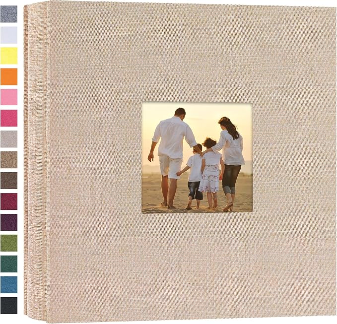 potricher Photo Album 4x6 Pictures, 200 Pockets, Linen Cover, Beige | Linen Cover, Front Window, Large Capacity 4x6 Picture Albums, Photo Book for Family, Wedding, Anniversary, Baby, Keepsake by potricher