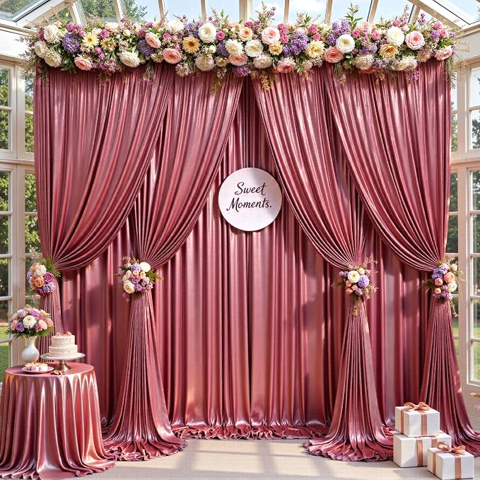 10x10ft Thick Rose Gold Glitter Backdrop Curtain Panels for Parties, Wrinkle Free Sequin Sparking Photo Backdrop Drapes, 2 Panels 5x10ft Shimmer Back Drop Cloth for Wedding Birthday Photography - Image 8