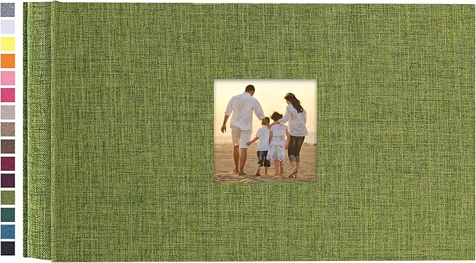 potricher Photo Album 4x6 Pictures, 100 Pockets, Linen Cover, Green | Linen Cover, Front Window, Large Capacity 4x6 Picture Albums, Photo Book for Family, Wedding, Anniversary, Baby, Keepsake by potricher