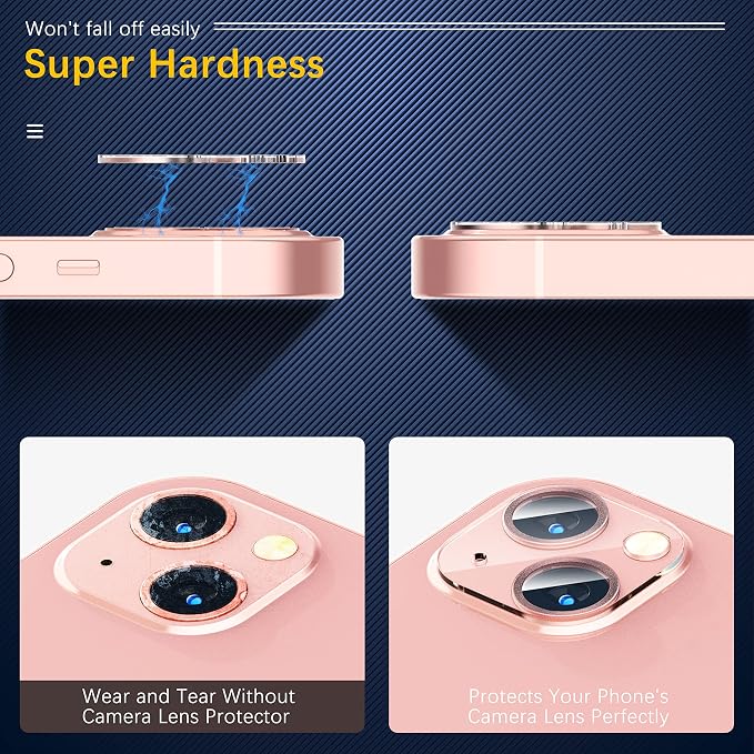 UniqueMe 3 Pack for iPhone 13 6.1"/13 Mini 5.4" Camera Lens Protector-Pink | Camera Lens Protector, Tempered Glass, Case Friendly, New Version, Scratch-Resistant, Easy Installation - Image 6
