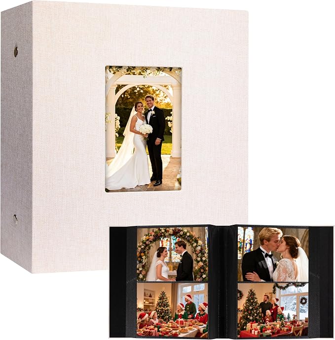 Aevdor 5x7 Photo Album, Holds 320 Photos, Linen Cover, Beige | Fits 5x7 Photos, Postcards & Artwork, Family & Wedding Albums, Baby & Travel Memories by Aevdor