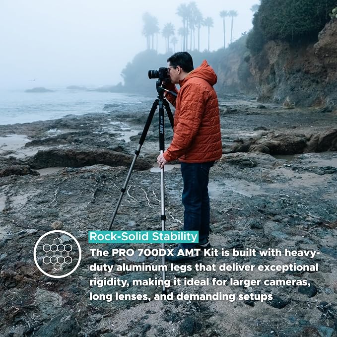 SLIK Pro 700 DX Tripod with 700DX 3-Way, Pan-and-Tilt Head - Titanium - Image 3