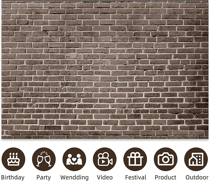 10x6.5 Ft Brick Wall Backdrop，Large Polyester Fabric Brown Brick Backdrop Photo Backdrops Background for Halloween Party Christmas Halloween Decoration Photo Booth Prop Banner - Image 4