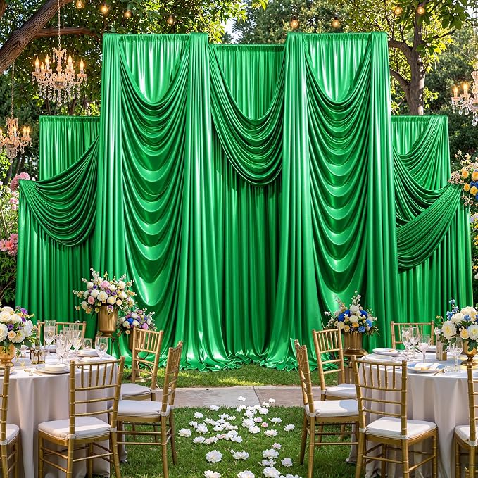 10x10ft Green Sequin Backdrop Curtains, Wrinkle Free Glitter Backdrop Drapes for Wedding Parties Photography Stage Decor, Non-Shedding 2 Panels Set (5x10ft Each) - Image 5