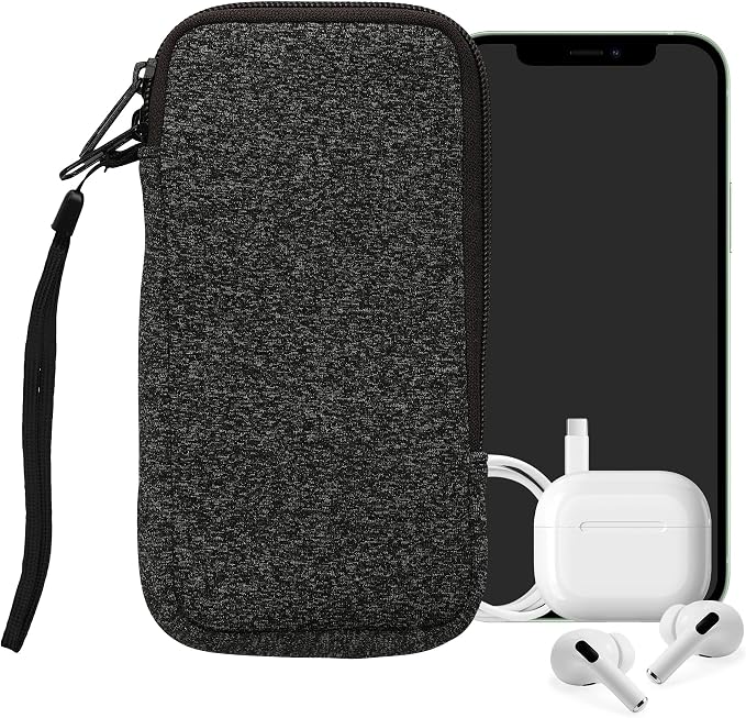 kwmobile Universal Phone Pouch Size XXL - 7" - Neoprene Smartphone Pouch with Zip - Water-Repellent Mobile Phone Case - Sleeve in Anthracite/White - Image 8