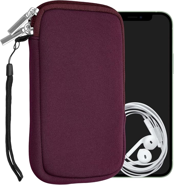 kwmobile Universal Phone Pouch Size L - 6.5" - Neoprene Smartphone Pouch with Zip - Water-Repellent Mobile Phone Case - Sleeve in Berry by kwmobile