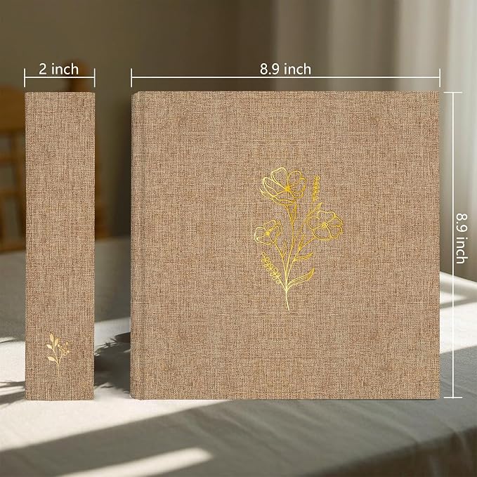 Holoary Photo Album 4x6 200 Photos, 200 Pockets 4”x6” Picture Album, Linen Fabric Cover Big Picture Book for Photos with Writing Area, 4x6 Photo Albums for Family Weddings Travel Memories(Khaki) - Image 2