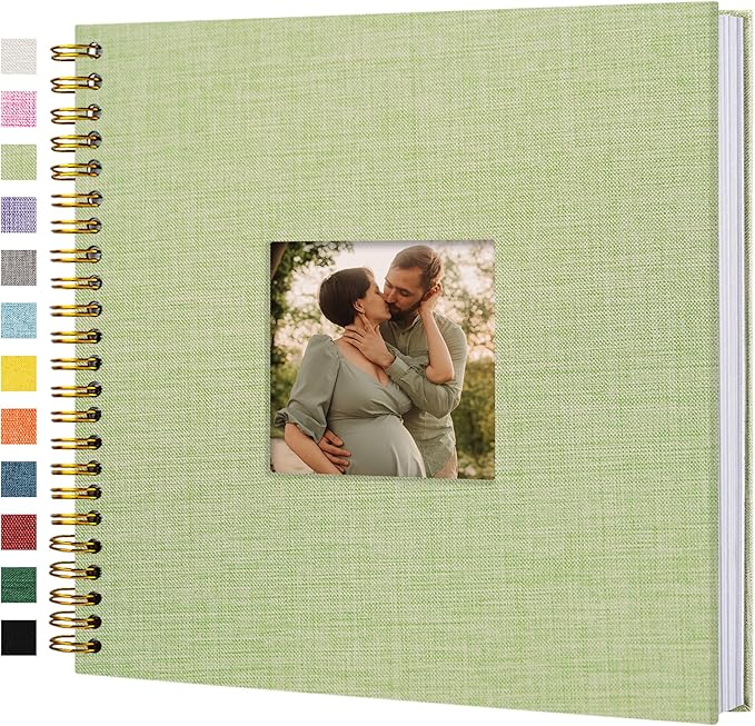 12"x12" Scrapbook Photo Album Linen Cover 40 Sheets 80 Pages White Paper | GrassGreen Hardcover Kraft White Pages Memory Book, for Travel Wedding Guest Book Christmas Baby Fits 4x6 & Instant Photos by Hiwhy