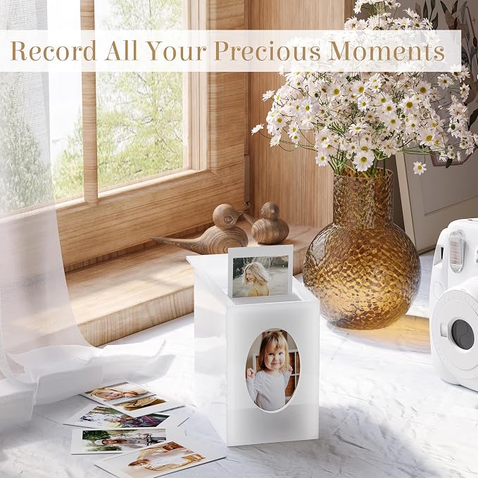Mini Polaroid Frame & Photo Storage Box for Fujifilm Instax Mini Polaroid Film, 2”x3” Instax Film Frame for Photos, Small Picture Display Organizer Box with Sliding Lid, Acrylic Photos Album - Image 3