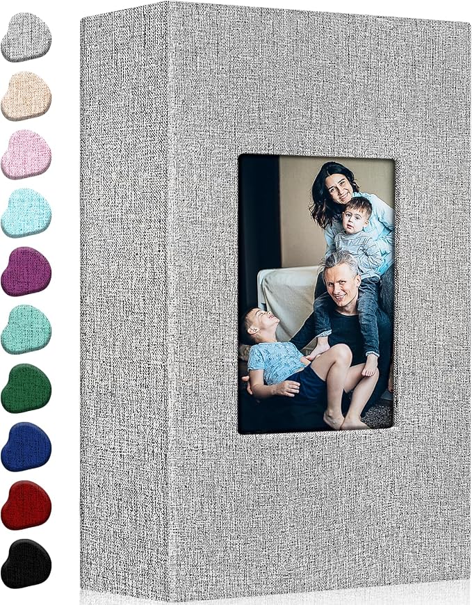 Ejblfe Photo Album 4x6,Linen Cover Slide-in Photo Album Book Can Holds 300 4x6 Photos with 50 Black Sheets for Family,Wedding,Baby and Holiday Pictures (Gray) by EJBLFEPremiumPhotoAlbums