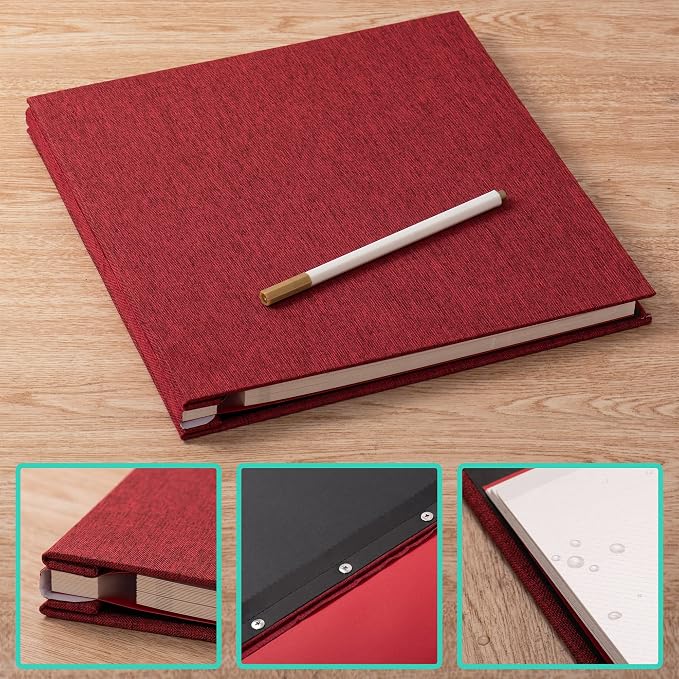 Red Photo Album Self Adhesive Scrapbook Album for 4×6 Photos/Pictures DIY Linen Cover Album 15 Sheets/30 Blank Pages for Family Wedding, Birthday, Christmas, Anniversary - Image 6