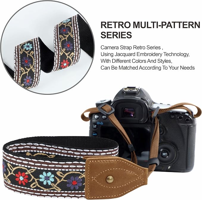 Padwa Lifestyle 2" Wide Classic Crazy Horse Art Cowhide Head Cotton Camera Straps for Photographers - Image 5